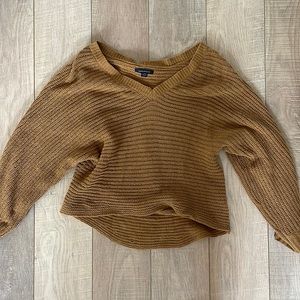 american eagle, long crop, size medium, mustard sweater